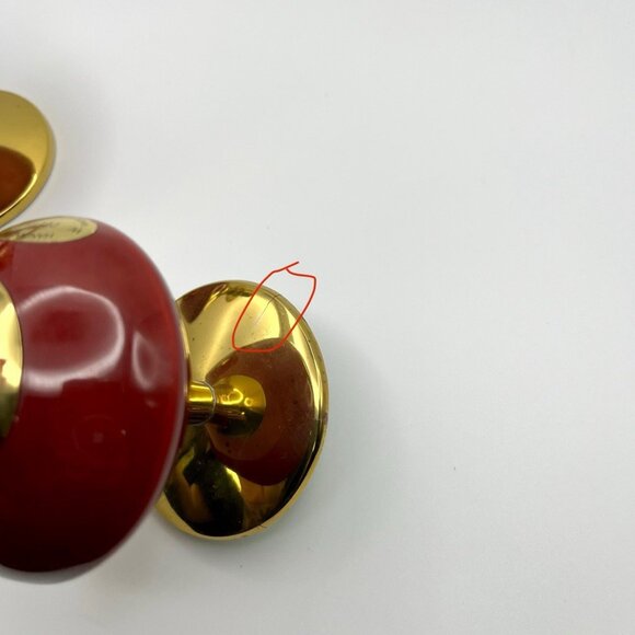 Vintage Mid-Century W. Delft B Holland Red & Gold Brass Candle Holders Atomic - Picture 8 of 11